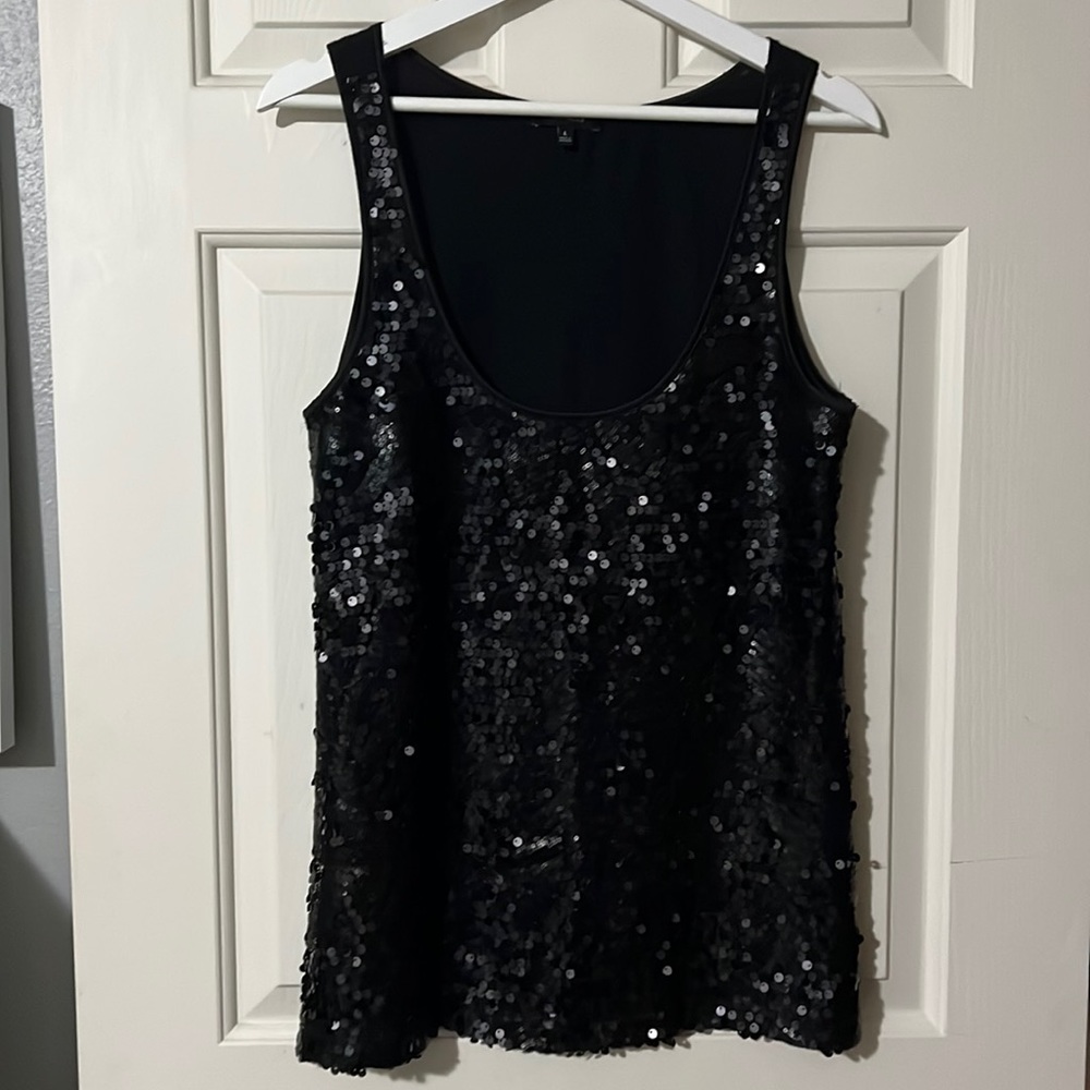 Express Black Sequin Tank Size L - image 1